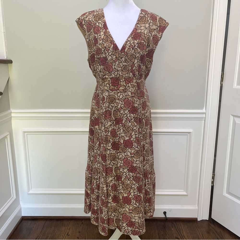 Garnet Hill Silk Floral Midi Dress 12